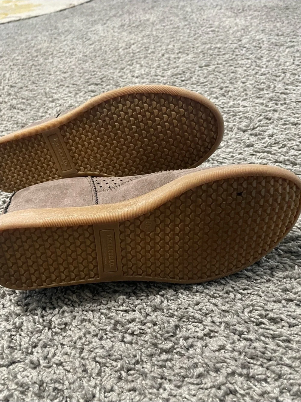 Women’s Taupe Suede Perforated Wedge Ankle Boots